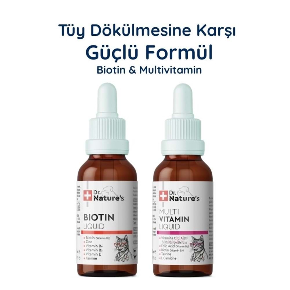 Kedi Multivitamin + Biotin Damla Seti – Günlük Vitamin ve Tüy Sağlığı Destek Paketi