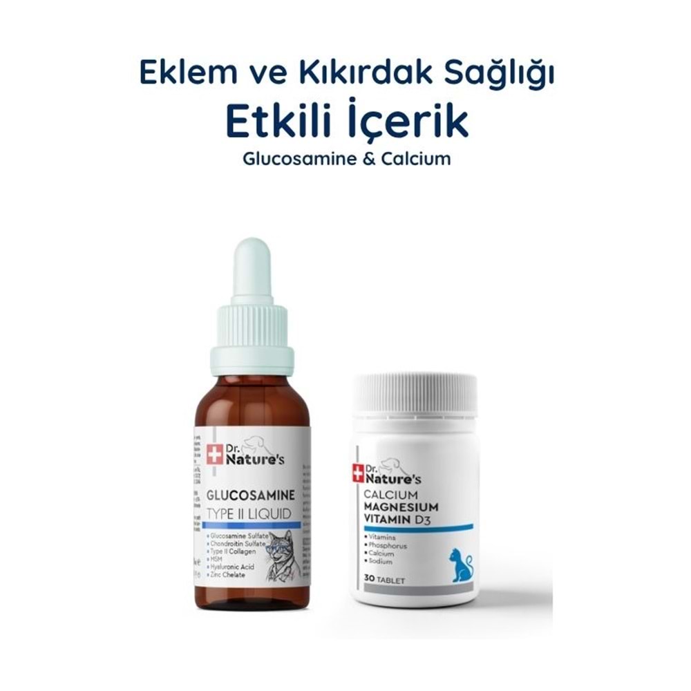 Kedi Glukozamin Damla + Kalsiyum Magnesium D3 Seti – Eklem ve Kemik Destek Paketi