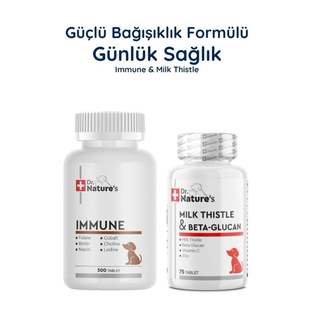 Köpek Immune Multivitamin 300 Tablet + Milk Thistle Seti – Bağışıklık ve Karaciğer Destek Paketi