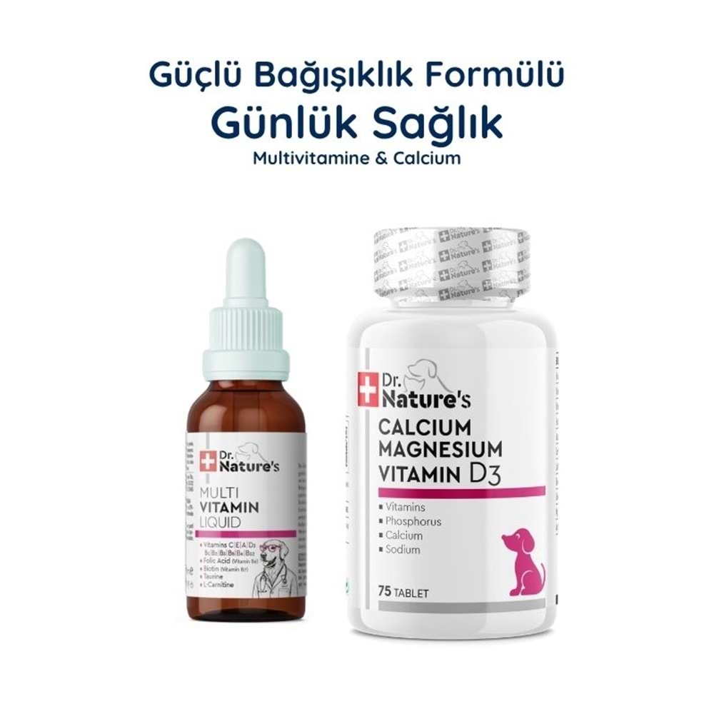 Köpek Immune Multivitamin + Kalsiyum Magnesium D3 Seti – Bağışıklık ve Kemik Destek Paketi