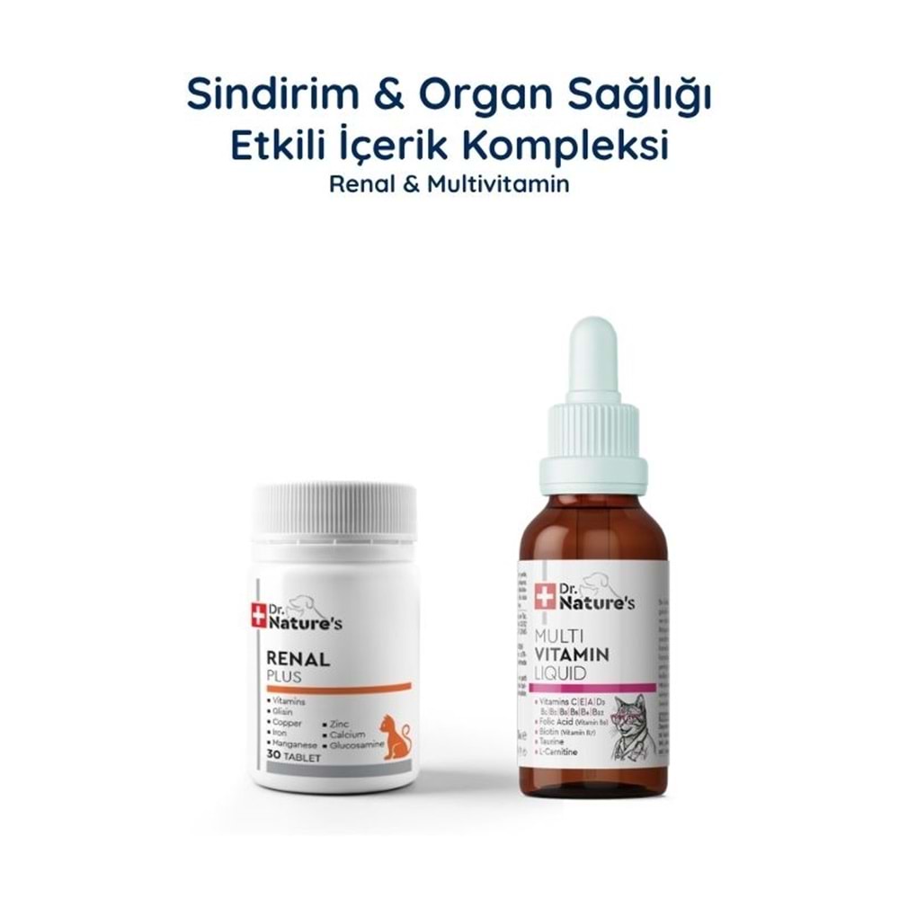 Kedi Renal Destek + Multivitamin Seti – Böbrek ve Günlük Vitamin Destek Paketi