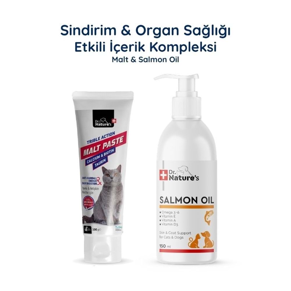 Kedi Malt Macunu + Somon Yağı Omega 3 Seti – Sindirim ve Tüy Sağlığı Destek Paketi