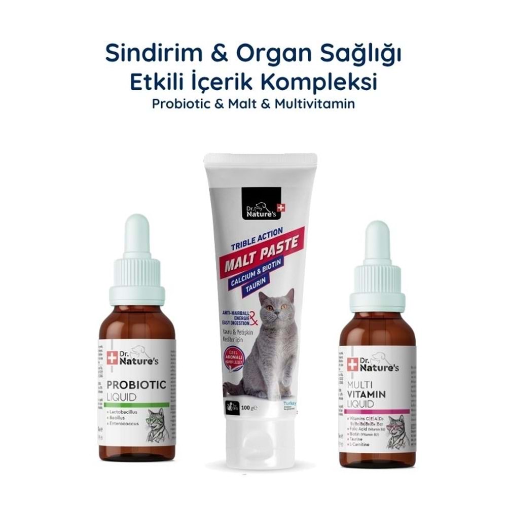Kedi Probiyotik + Multivitamin + Malt Macunu Seti – Sindirim ve Günlük Sağlık Destek Paketi