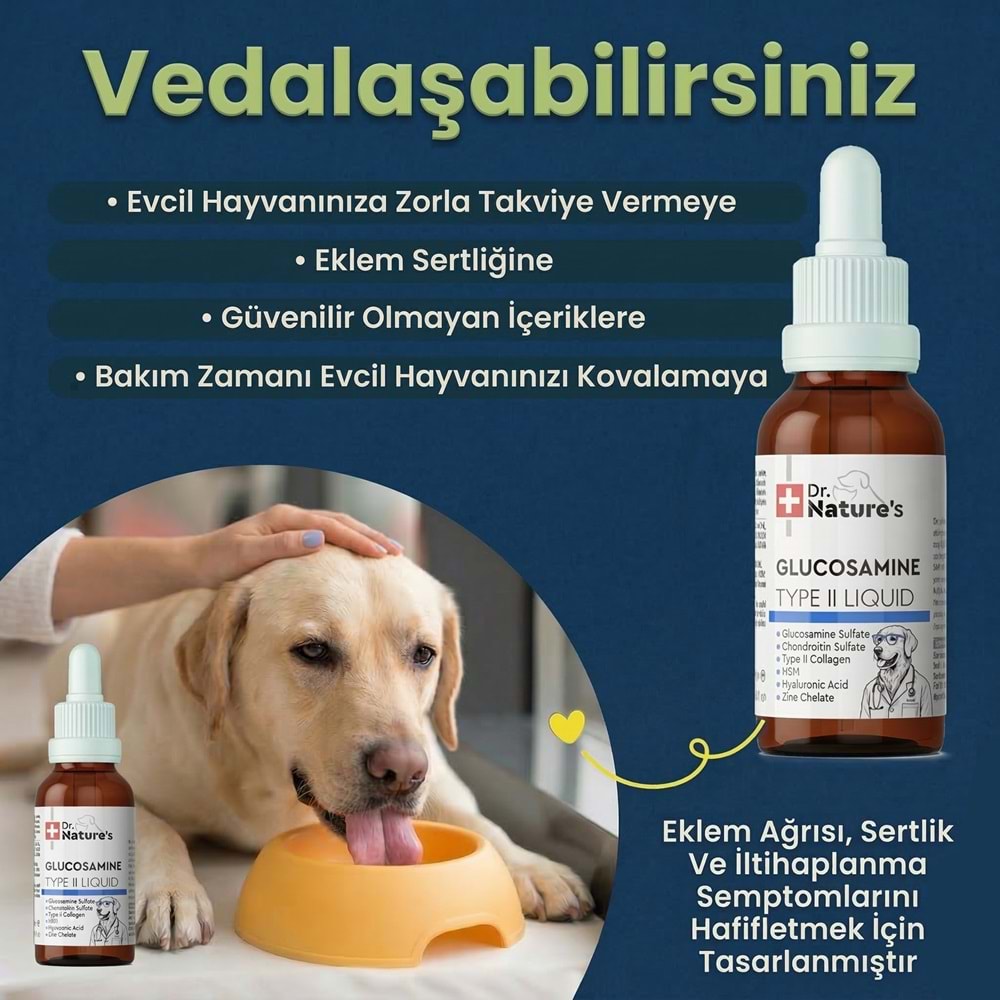 Köpek Eklem Damlası 50 ml – Sıvı Glukozamin, Kondroitin ve MSM Hareket Desteği