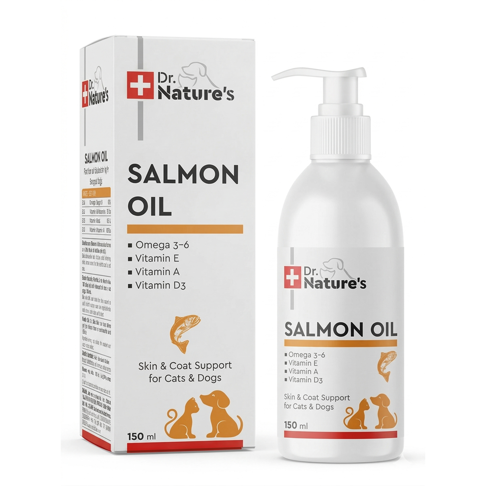 DRNATURES BALIK YAĞI SALMON OİL 150 ML(Kedi ve Köpekler için tüy dökülmelerini önleyici)