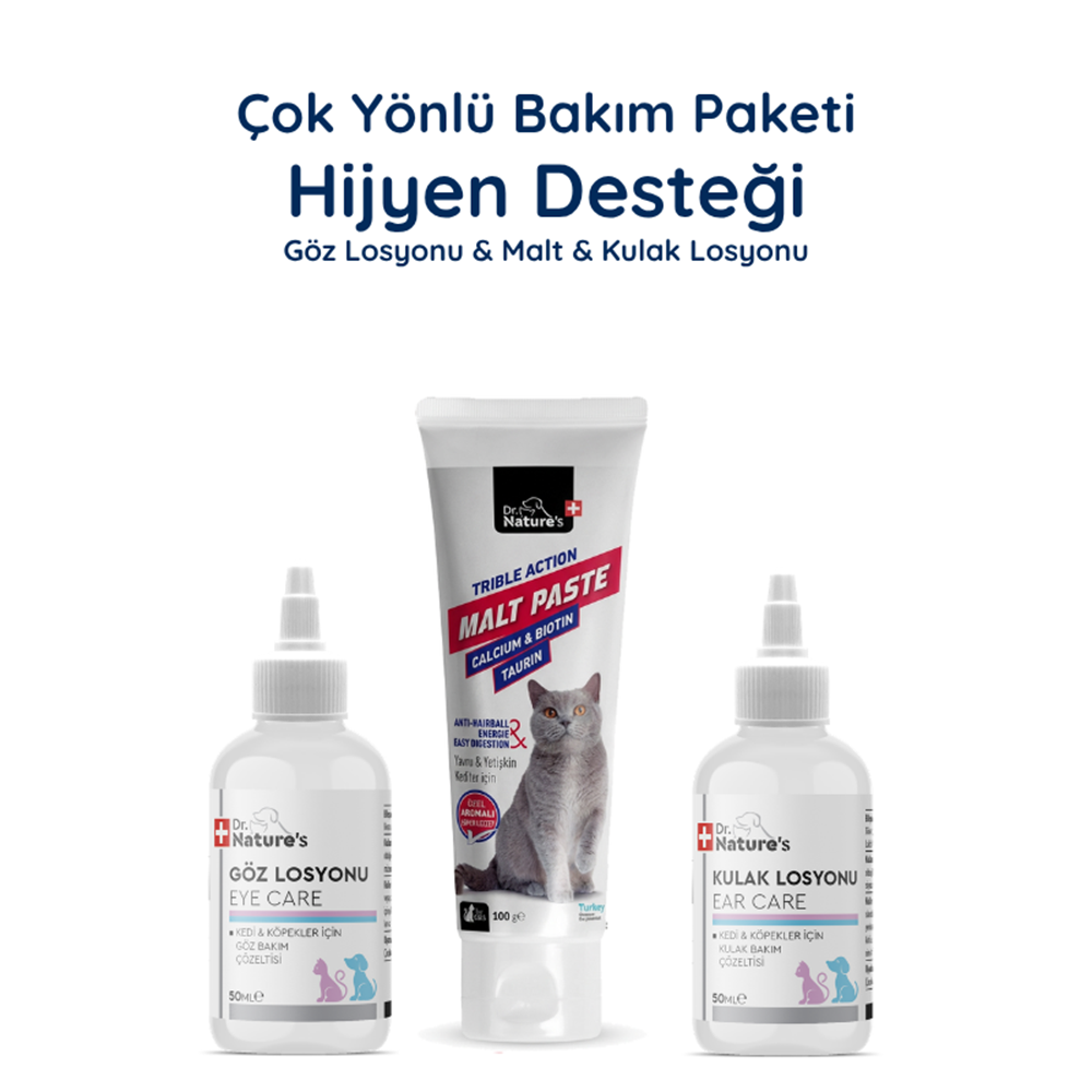 Kedi Bakım Seti – Malt Macunu ve Göz & Kulak Solüsyonu