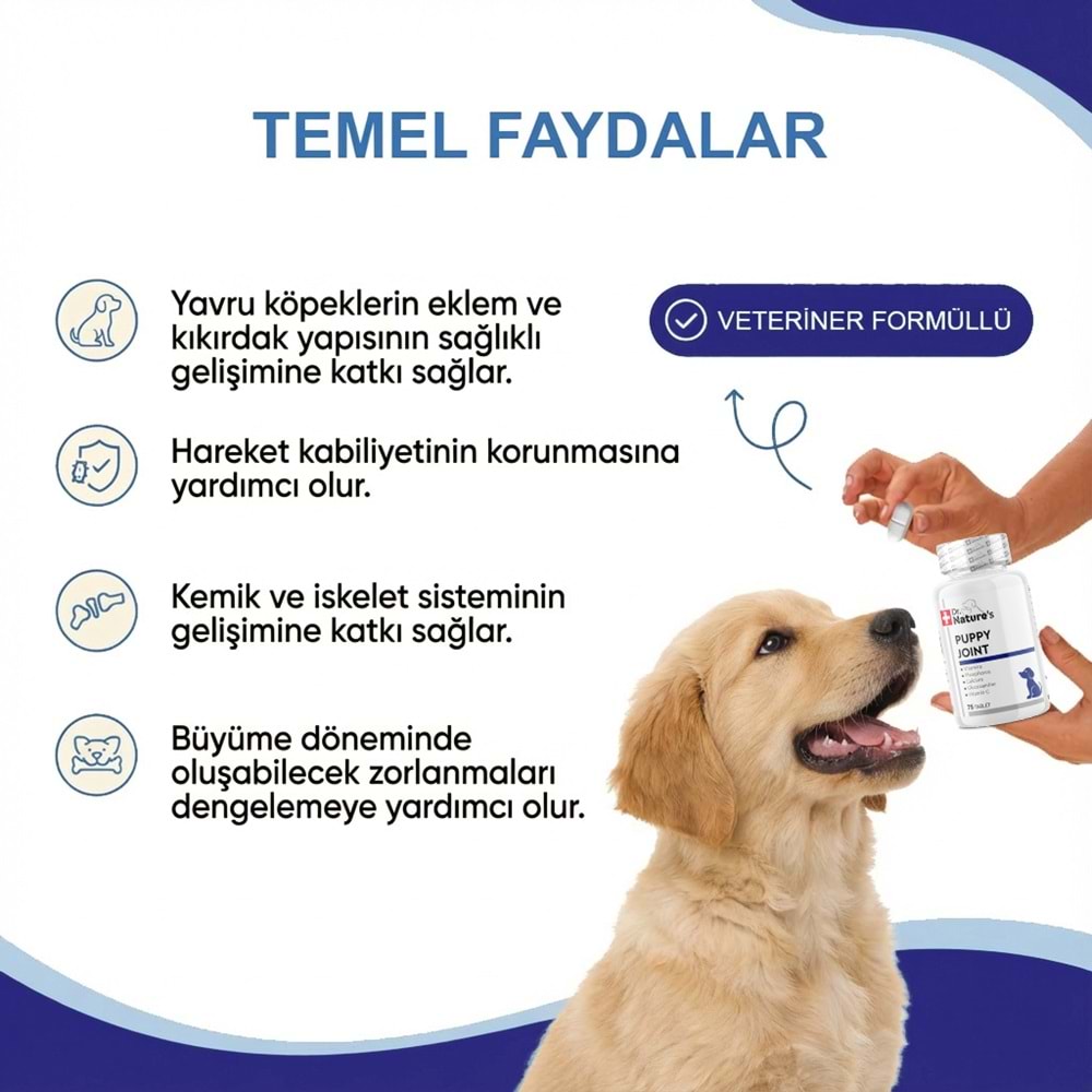 Yavru Köpek Eklem Destekleyici 75 Tablet – Puppy Joint Günlük Eklem Desteği