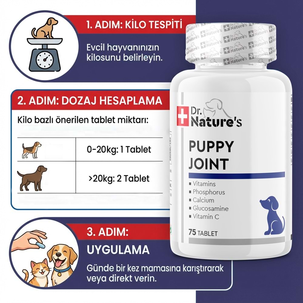Yavru Köpek Eklem Destekleyici 75 Tablet – Puppy Joint Günlük Eklem Desteği