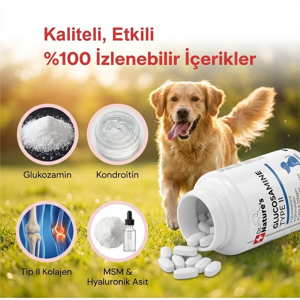 Köpek Glukozamin Tablet 300 Tablet – Eklem Destekleyici MSM Kondroitin İçeren Hareket ve Kıkırdak Desteği