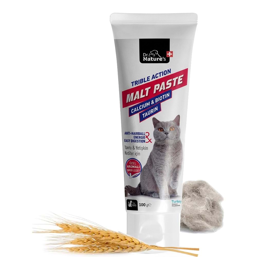 Kediler İçin Malt Macun Tüy Yumağı ve Sindirim Desteği 100gr