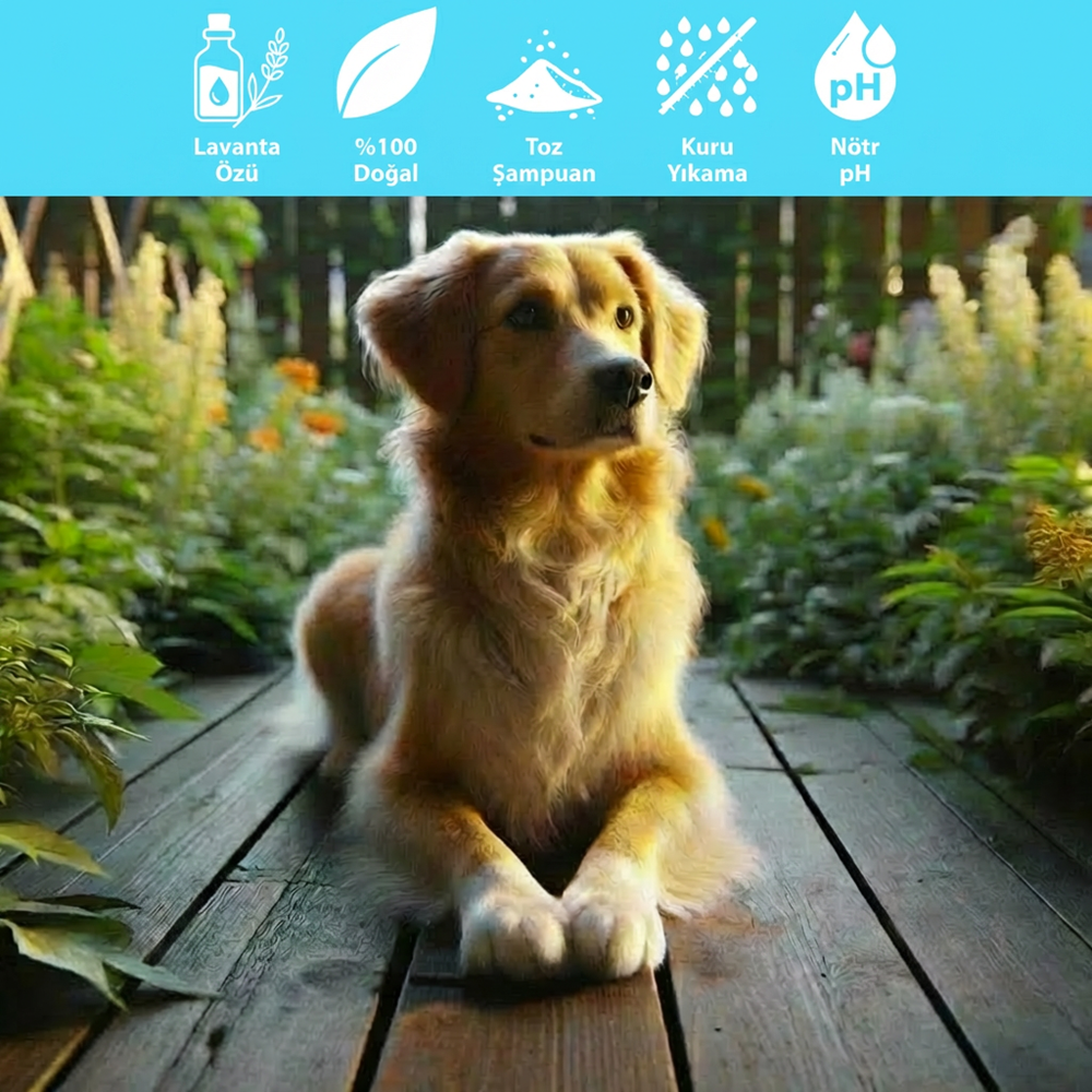 Köpek Kuru Şampuan 100 gr – Su Kullanılmadan Temizlik Sağlayan Tüy Temizleme Tozu