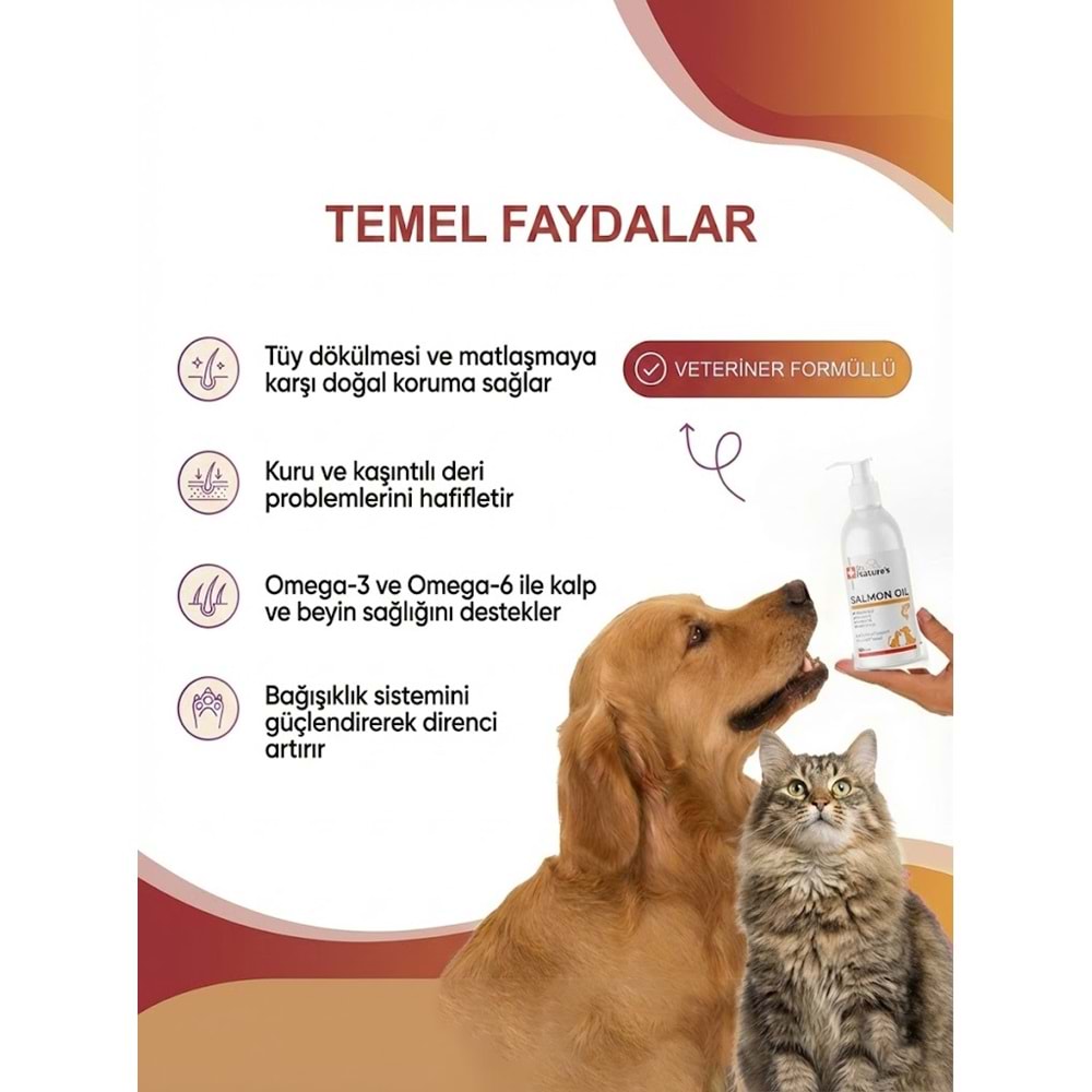 Kedi ve Köpek Omega 3 Somon Yağı 150 ml – Deri ve Tüy Sağlığı Destekleyici Balık Yağı