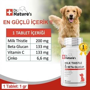 Köpek Karaciğer Destekleyici Tablet 75 Tablet – Milk Thistle (Deve Dikeni) ve Beta Glukan