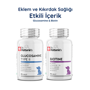 Köpek Glukozamin Eklem Desteği + Biotin Tüy Vitamini Seti – Eklem ve Deri Tüy Sağlığı Paketi (2x75 Tablet)
