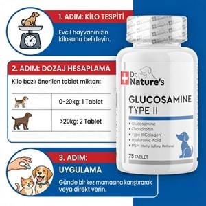 Köpek Glukozamin 75 Tablet – Eklem Destekleyici MSM Kondroitin İçeren Hareket ve Kıkırdak Desteği