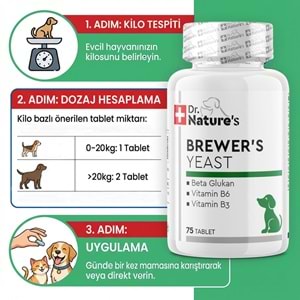 Brewers Yeast (Bira Mayası) 75 Tablet – Kedi ve Köpekler İçin Deri ve Tüy Desteği