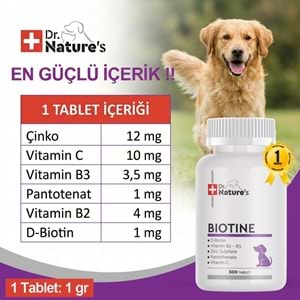 Köpek Biotin Tablet 300 Tablet – Deri ve Tüy Sağlığı Destekleyici