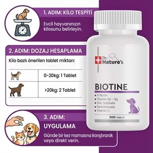 Köpek Biotin Tablet 300 Tablet – Deri ve Tüy Sağlığı Destekleyici