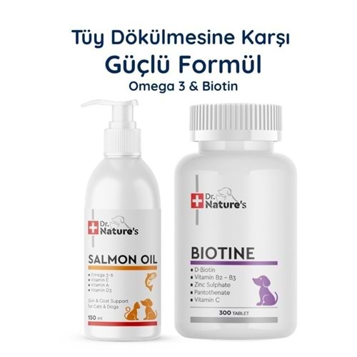 Köpek Somon Yağı Omega 3 + Biotin 300 Tablet Seti – Deri ve Tüy Sağlığı Destek Paketi