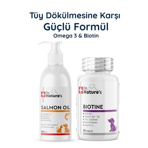 Köpek Somon Yağı Omega 3 + Biotin 75 Tablet Seti – Deri ve Tüy Sağlığı Destek Paketi