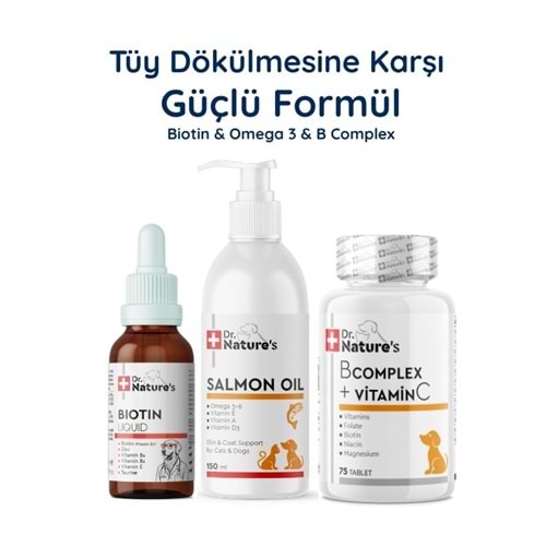 Köpek Biotin Damla + Somon Yağı Omega 3 + B Complex Seti – Deri Tüy ve Enerji Destek Paketi