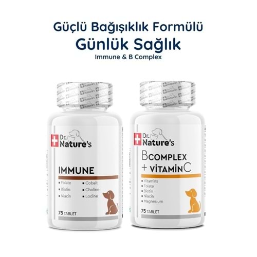 Köpek Immune Multivitamin 75 Tablet + B Complex Seti – Bağışıklık ve Enerji Destek Paketi