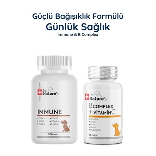 Köpek Immune Multivitamin 300 Tablet + B Complex Seti – Günlük Vitamin ve Enerji Destek Paketi