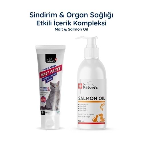 Kedi Malt Macunu + Somon Yağı Omega 3 Seti – Sindirim ve Tüy Sağlığı Destek Paketi