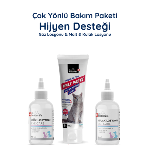 Kedi Bakım Seti – Malt Macunu ve Göz & Kulak Solüsyonu