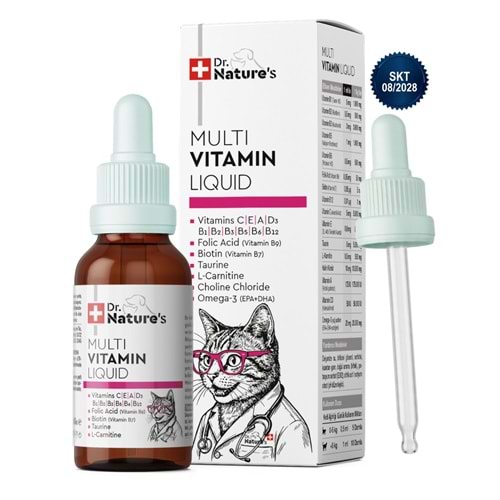 Kedi Multivitamin Likit 50 ml – Taurin ve Omega-3 İçeren Günlük Vitamin Desteği