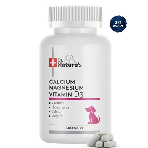 Köpek Kalsiyum Tablet 300 Tablet – Kemik ve Diş Gelişimi Destekleyici D3 & Magnezyum