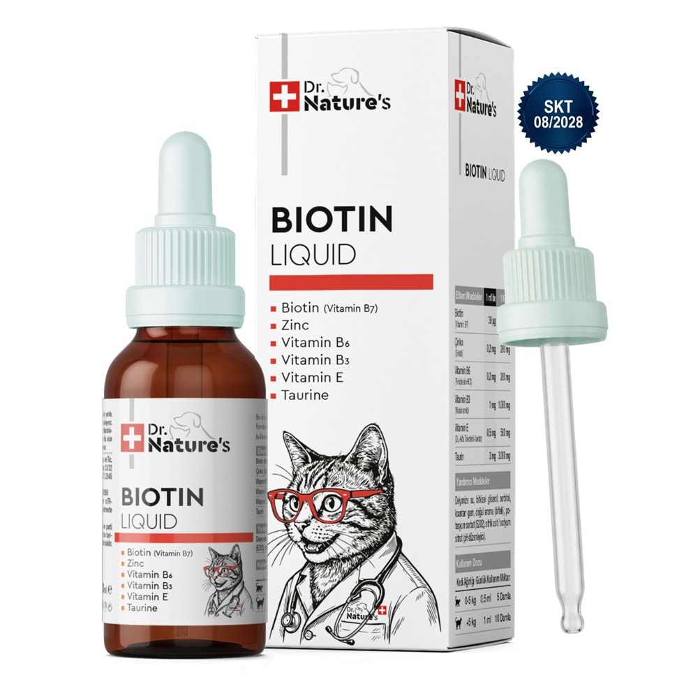 Kedi Tüy Damlası 50 ml – Biotin ve Çinko İçeren Sıvı Deri & Tüy Vitamini